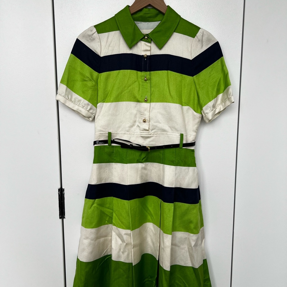 Vintage silk Kate Spade colorblock dress with original belt